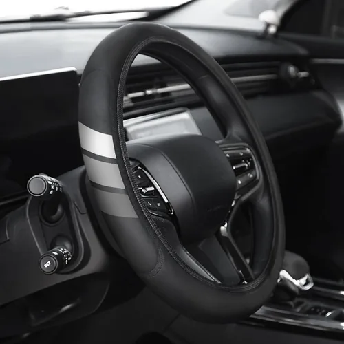 Vista 10 de Funda de cuero prémium para volante compatible con Dodge Charger Challenger Durango RAM 1500 coches, ajuste universal de 14 a 15 pulgadas