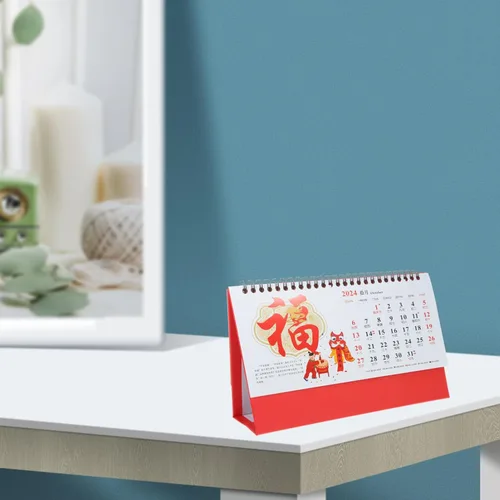 Vista 8 de NUOBESTY Calendario chino de escritorio 2024, calendario del año del dragón, calendario de escritorio chino lunar en espiral, calendario
