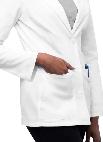 Vista 2 de Adar - Abrigos de laboratorio universales para mujer, abrigo de laboratorio de consulta a medida de 28 pulgadas