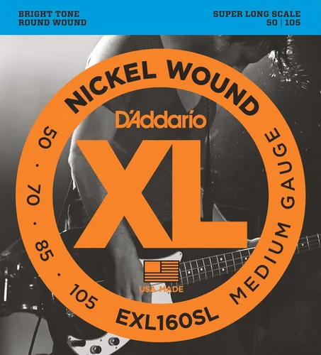 Vista 34 de D'Addario Cuerdas para Bajo Eléctrico, XL Níquel, EXL170M, Calibre Regular Ligero 45-100, Escala Media, Juego de 4 Cuerdas, Paquete de 1