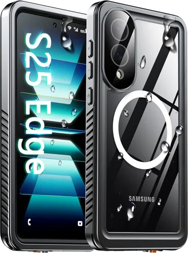 Vista 19 de Oneagle 360 - Soporte magnético giratorio para Samsung Galaxy S25 Edge Funda transparente [compatible con Magsafe], [30X anti-amarillo] Funda