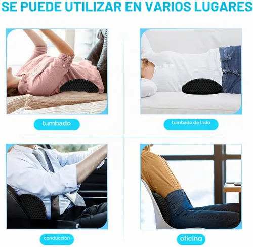 Vista 7 de Almohada de apoyo lumbar Panduo para silla de oficina, almohada lumbar de espuma viscoelástica para alivio del dolor de espalda baja (Negro)