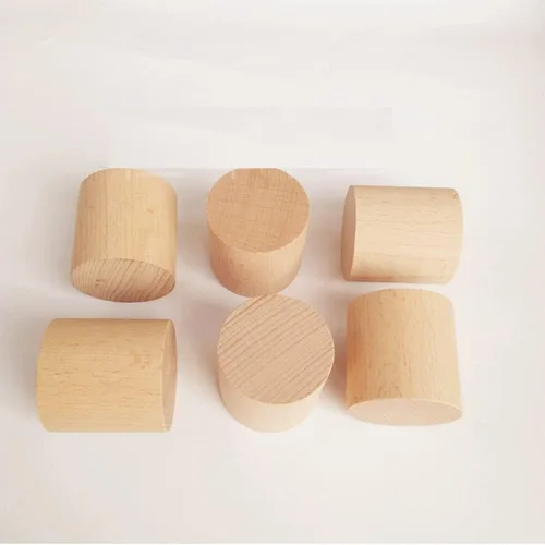 Vista 4 de Paquete de 4 elevadores de madera para muebles de 2 pulgadas de altura extra, patas redondas de madera natural para elevar pies sólidos, extensor