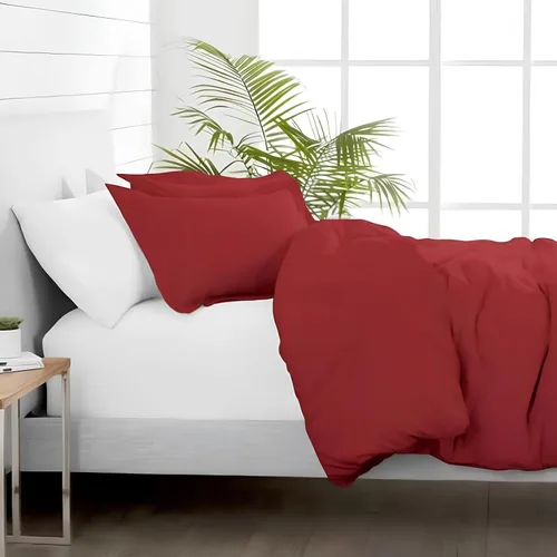 Vista 3 de INDACORIFY Juego de 3 piezas de funda de edredón de algodón rojo, ropa de cama bohemia 100% algodón lavado, exclusiva funda de edredón Uo, ropa