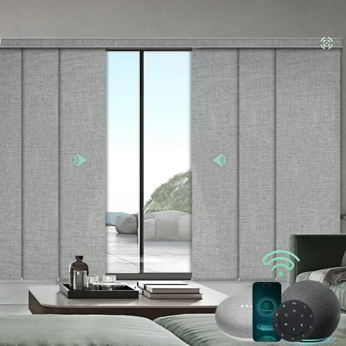 Vista 26 de Yoolax Persianas de puerta corredera inteligentes XL personalizadas, persianas motorizadas compatibles con Alexa, persianas de tela opacas Basalto