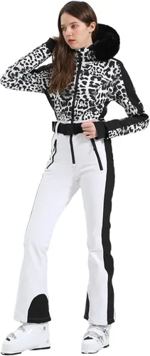 Vista 92 de GSOU SNOW Traje de esquí para mujer, traje de nieve de una pieza, para snowboard, delgado, aislante, impermeable, resistente al viento