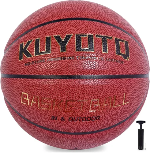 Vista 17 de KUYOTQ - Baloncesto para niños, jóvenes y adultos, tamaño 3/4/5/6/7 (22/25.5/27.5/28.5/29.5"), baloncesto premium de goma o cuero sintético
