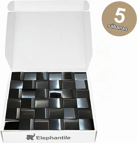 Vista 9 de 5 Láminas de Azulejos Negros de Metal Mosaico para Pared Backsplash Paneles de Pared 3D [5 Pies Cuadrados]