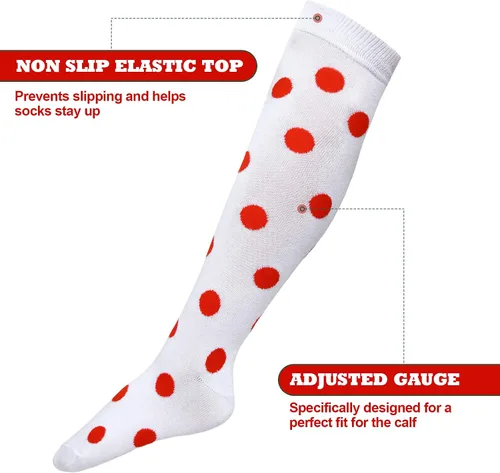 Vista 5 de SATINIOR 4 pares de calcetines altos hasta la rodilla, calcetines de Navidad con lunares hasta la rodilla, para mujeres y niñas, accesorios