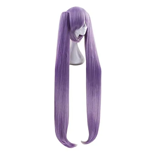 Vista 3 de Peluca de cosplay de anime morado lacio con dos colas de caballo y flequillo para mujer