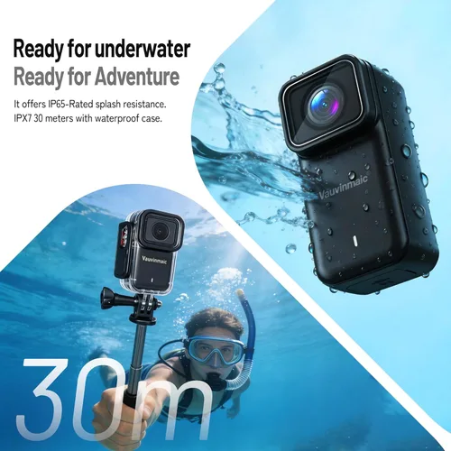 Vista 4 de Cámara corporal 4K con WiFi, cámara de acción POV para motociclismo, esquí, ciclismo, vlogging, deportes, cámara magnética portátil para grabación