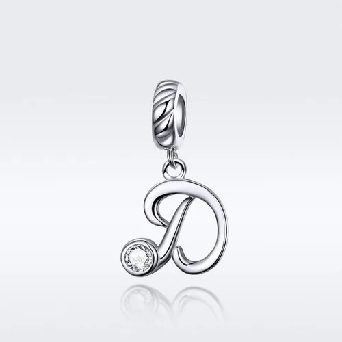 Vista 2 de Abalorio con letra de plata de ley 925 con piedras cúbicas iniciales AZ opciones de regalo del alfabeto, colgante para regalo personalizado