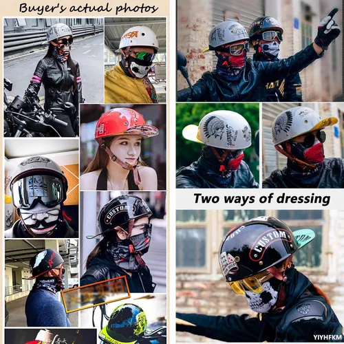 Vista 2 de Cascos para motocicleta de adultos, casco de béisbol de motocicleta, aprobado por DOT para hombres y mujeres con visera, casco de media cáscara