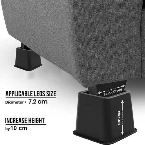 Vista 5 de TOPROAD Elevadores de muebles de cama ajustables, elevadores de cama apilables en alturas de 4, 6 o 9 pulgadas, elevadores de muebles resistentes