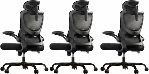 Vista 22 de Marsail - Silla ergonómica de oficina - Silla de escritorio con respaldo alto de malla y soporte lumbar ajustable, silla giratoria con ruedas