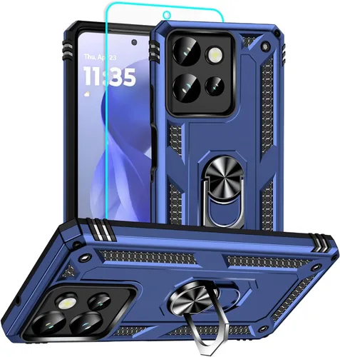 Vista 28 de HNHYGETE Funda para Motorola Edge 2025 con protector de pantalla: soporte giratorio de grado 360° (antideslizante) protección contra caídas y golpes