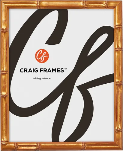 Vista 11 de Craig Frames Marco de fotos de bambú sintético, 4 x 5, dorado vintage Listo para colgar con una parte frontal de cristal protectora, fabricado
