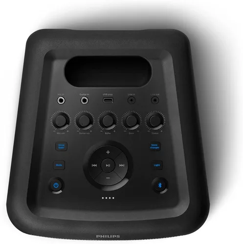 Vista 3 de PHILIPS X3206 Altavoz Bluetooth Party con graves profundos, batería de hasta 14 horas, luces de fiesta y efectos de karaoke, entrada de micrófono