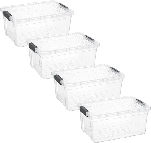 Vista 108 de Superio - Contenedores de almacenamiento de plástico transparente de 1.27 cuartos de galón con tapas, contenedores organizadores apilables, cajas