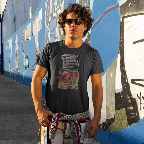 Vista 2 de Camiseta para hombre para mujer, Calabozos, comedores, dragones, entradas y inmersiones para escapar de Flavortown camisas para hombres y mujeres
