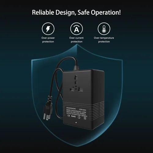 Vista 6 de 120 vatios, convertidor de voltaje de 110 V a 220 V, convertidor de voltaje de 110 a 220, transformador de paso ascendente de 110 V a 220 V