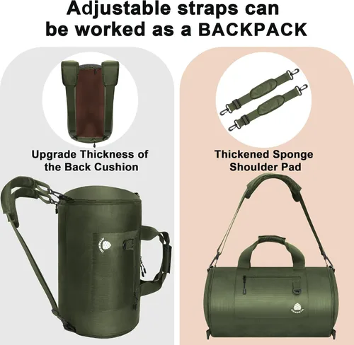 Vista 3 de Densata Bolsa de viaje de 50-70L, bolsa de lona deportiva expandible, bolsa de lona mejorada para el fin de semana durante la noche, bolsa