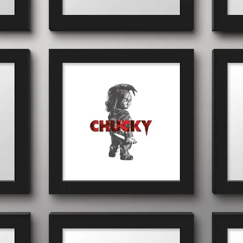 Vista 2 de Trends International Gallery Pops Play - Póster de pared con diseño de Chucky con texto de Chucky, 12.00 x 12.00 pulgadas, versión de marco negro
