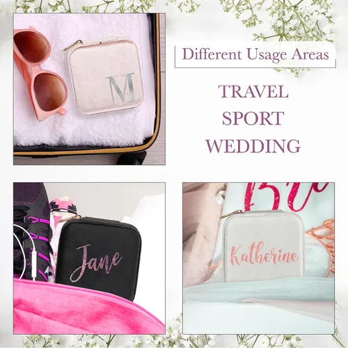 Vista 6 de Caja organizadora de joyas de viaje, caja personalizada de terciopelo de dama de honor