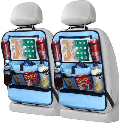 Vista 25 de LUCMO Organizador de asiento trasero de coche con soporte para tableta - 2 piezas, organizador de almacenamiento de coche con 6 bolsillos