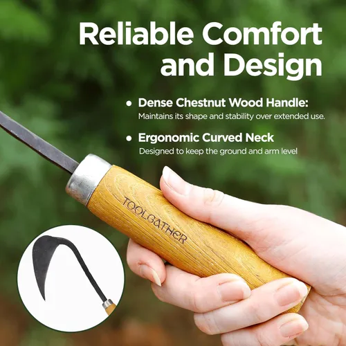 Vista 6 de Azada de mano original Homi – Herramienta de jardín coreana tradicional hecha a mano para deshierbar, cavar y plantar con acero forjado y mango