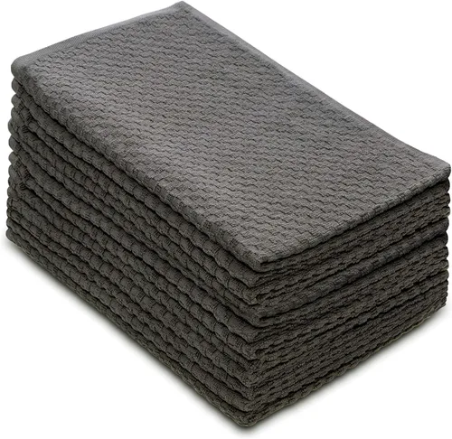 Vista 12 de COTTON CRAFT - Juego increíble de toallas de cocina - Juego de 8 toallas de rizo - 100% algodón Euro Café con textura gofré - Toalla de cocina Beige