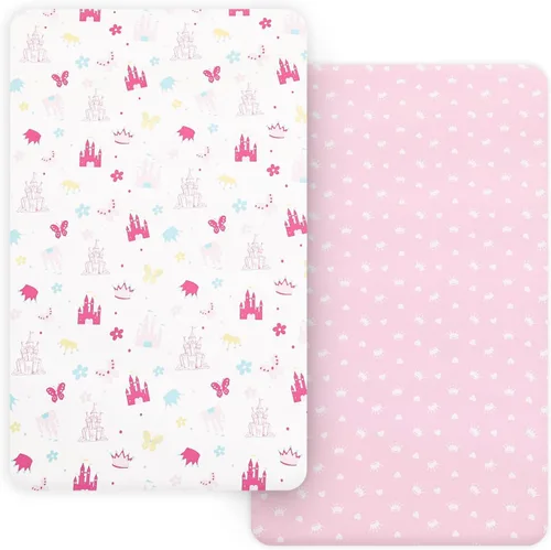 Vista 13 de PHF Juego de sábanas de moisés suave, paquete de 2 sábanas sedosas, cómodas y transpirables para bebés niños y niñas, ajuste universal para la Castle