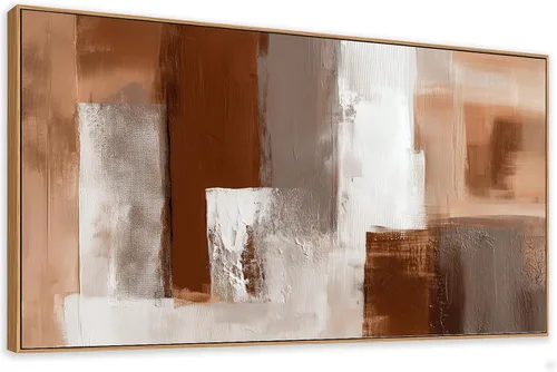 Vista 9 de HUADAOART Arte para pared, pintura abstracta, arte moderno, fondo dorado y azul, impresiones en lienzo para sala de estar, dormitorio, obras de arte