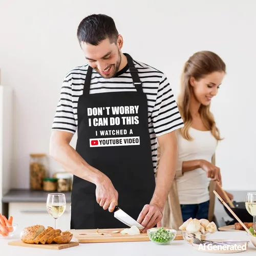 Vista 7 de Kaidouma Delantales Divertidos para Hombres y Mujeres Chef - Delantal Unisex Divertido de Cocina, Parrilla, Barbacoa con 2 Bolsillos - Regalos