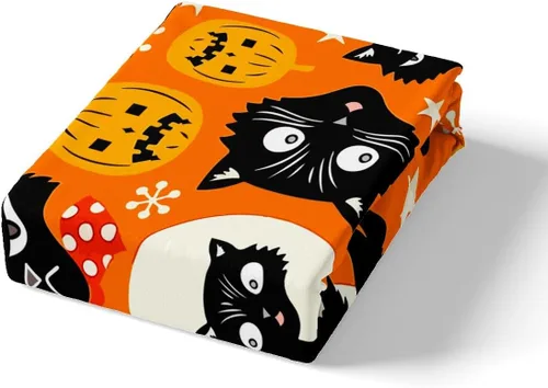 Vista 4 de Feelyou Funda de edredón de Halloween, tamaño individual, con 1 funda de almohada, decoración de Halloween, juego de ropa de cama con estampado