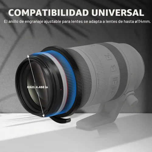 Vista 5 de NEEWER Mini enfoque de seguimiento con paradas A/B, anillo de engranaje de lente, varilla de 0.591 in y abrazadera de varilla para cámara de cine