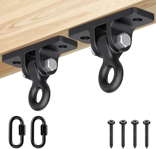 Vista 10 de Dolibest Perchas y soportes para bolsas pesadas, soporte de techo con mosquetón para entrenamiento de fuerza, yoga aéreo y bandas de resistencia