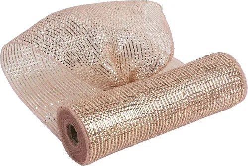 Vista 12 de MEEDEE Cinta de malla dorada de 10 pulgadas de ancho x 30 pies - Rollo de malla metálica decorativa para coronas de árbol de Navidad, guirnalda