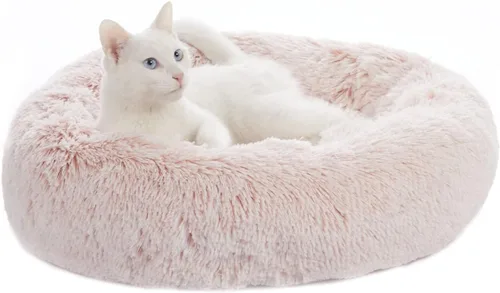 Vista 15 de Bedfolks Cama calmante en forma de dona, camas redondas y esponjosas de 23 pulgadas para perros pequeños, lavable a máquina, antiansiedad, cama