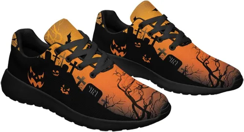 Vista 5 de Sonzj-II Divertidos zapatos de Halloween para hombres y mujeres, tenis deportivos transpirables y casuales