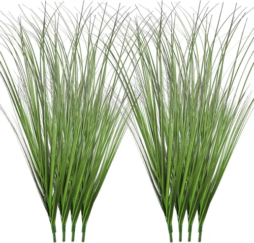 Vista 8 de FOIMAS 24 plantas de césped artificial, 9.84 pulgadas, arbustos sintéticos, tallos verdes de trigo, plantas falsas para decoración del hogar