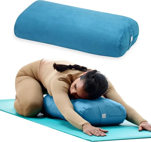 Vista 10 de Almohada Gaiam redonda para yoga, cojín suave para meditación, masaje y soporte de espalda, relleno de algodón transpirable, funda de microfibra