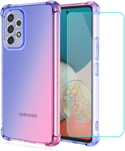 Vista 8 de Funda para Galaxy A23, Samsung A23 SM-A235M con protector de pantalla de vidrio templado, bonita funda protectora de TPU transparente a prueba