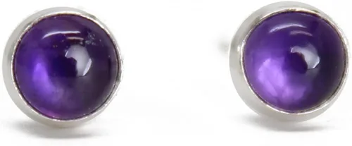 Vista 60 de Aretes de tuerca con piedras preciosas para mujeres y niñas, bisel redondo de 0.157 in de plata esterlina 925