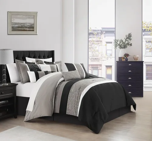 Vista 2 de Chic Home Euphoria - Juego de cama (8 unidades), color negro
