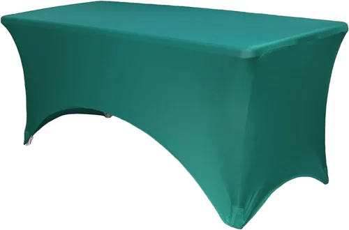 Vista 25 de YOUR CHAIR COVERS - Fundas rectangulares de elastano para mesas de 4 pies, manteles ajustados para eventos de boda, decoraciones de patio, tela Negro