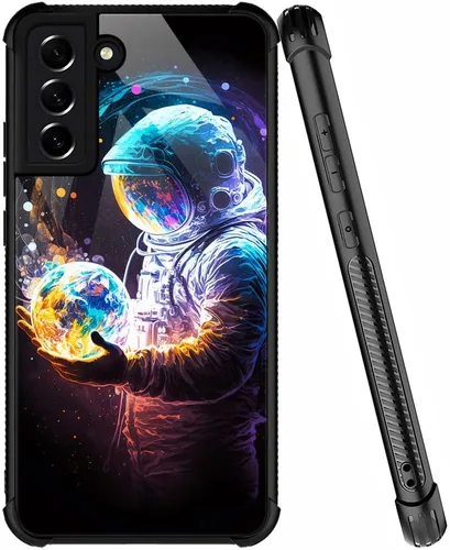 Vista 20 de ZHEGAILIAN Funda compatible con Samsung Galaxy S21, funda de vidrio orgánico para niñas, mujeres y hombres, diseño de cuatro esquinas, antiarañazos
