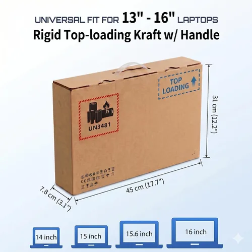 Vista 2 de Caja de envío para portátil de 13-16 "con 3 bolsas de aire inflables