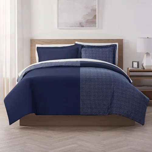 Vista 10 de Serta Juego de edredón reversible de 3 piezas con fundas de almohada para todas las estaciones, matrimonial/queen, éter