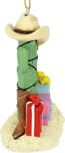 Vista 5 de Tree Buddees Árbol de Navidad de cactus con botas de vaquero, sombreros de vaquero y adornos de regalos